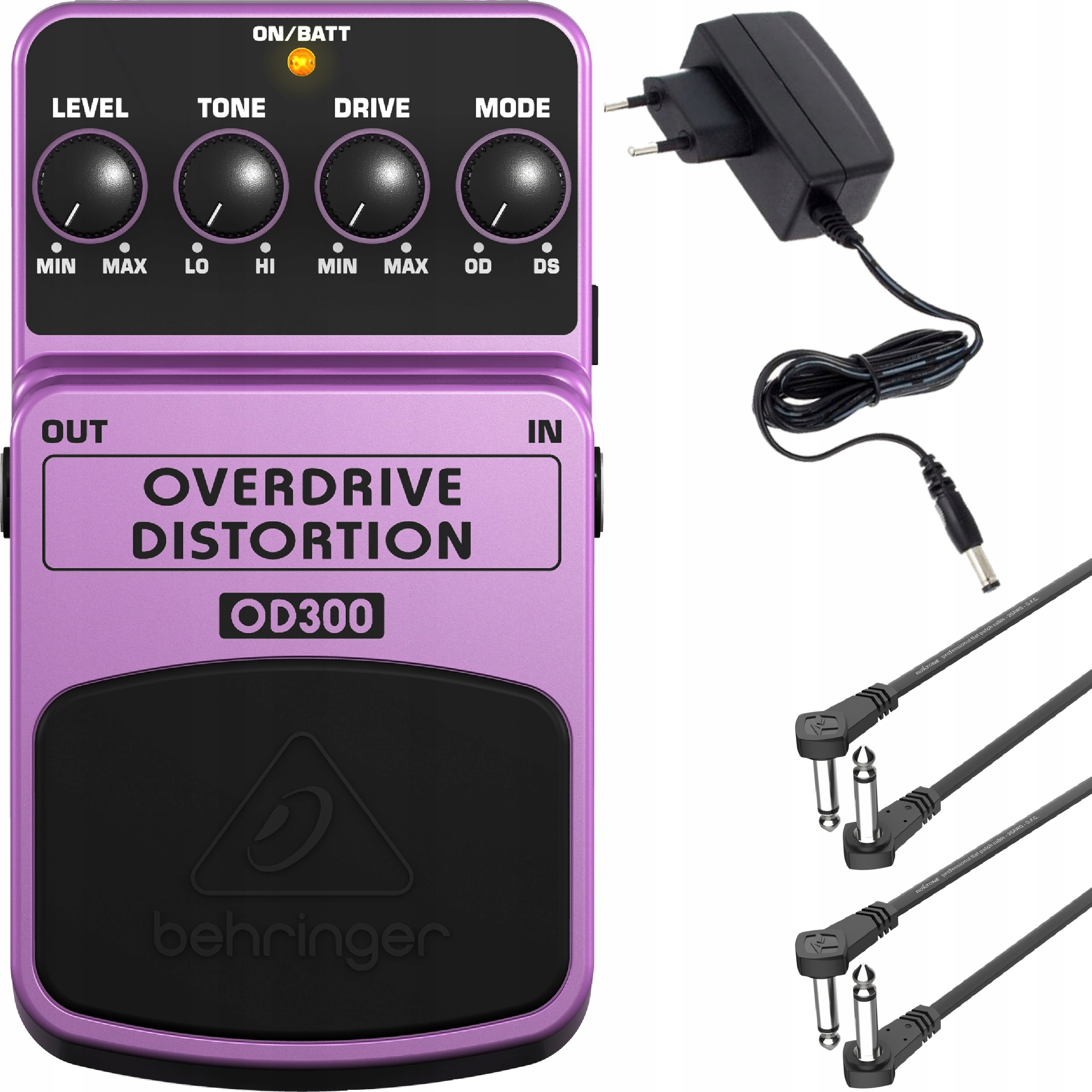 Kytarový efekt Behringer OD300 Overdrive Napájecí adaptér 9V 2x kabel 30 cm Set