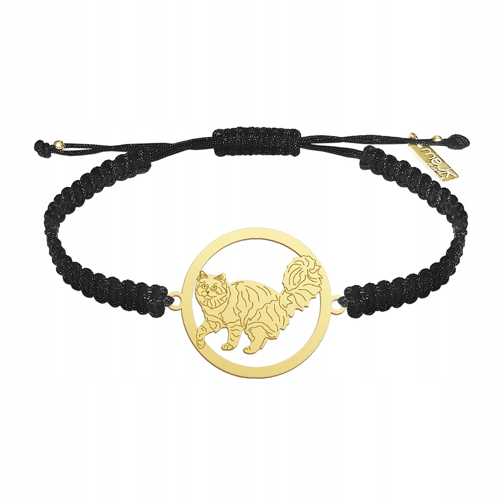 Zlatý náramek s Siberian Cat 925 Makramé Dárek Šperky Gravírování