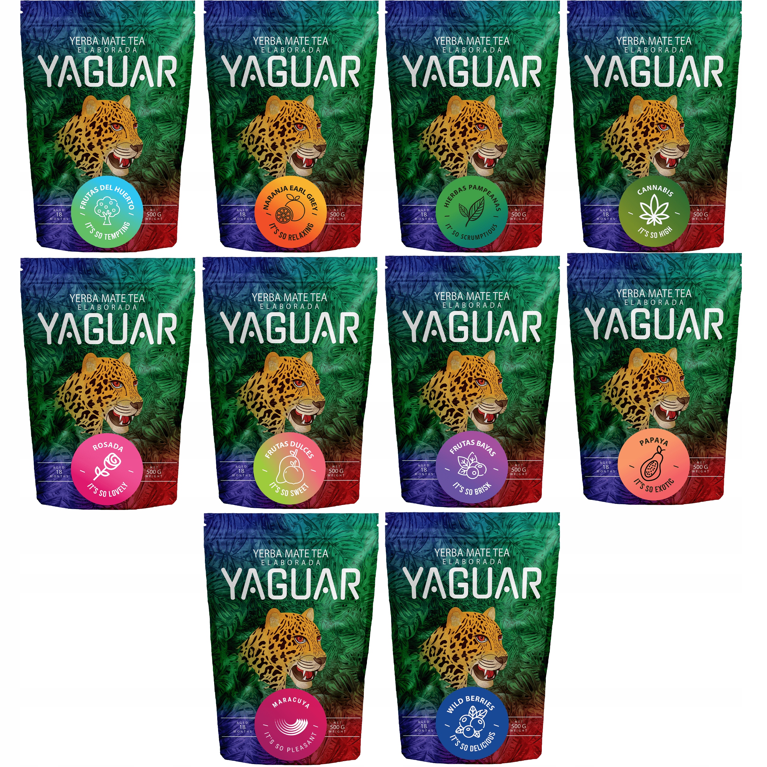 Sada Yerba Mate Yaguar Ovocná 10 x 0,5 kg