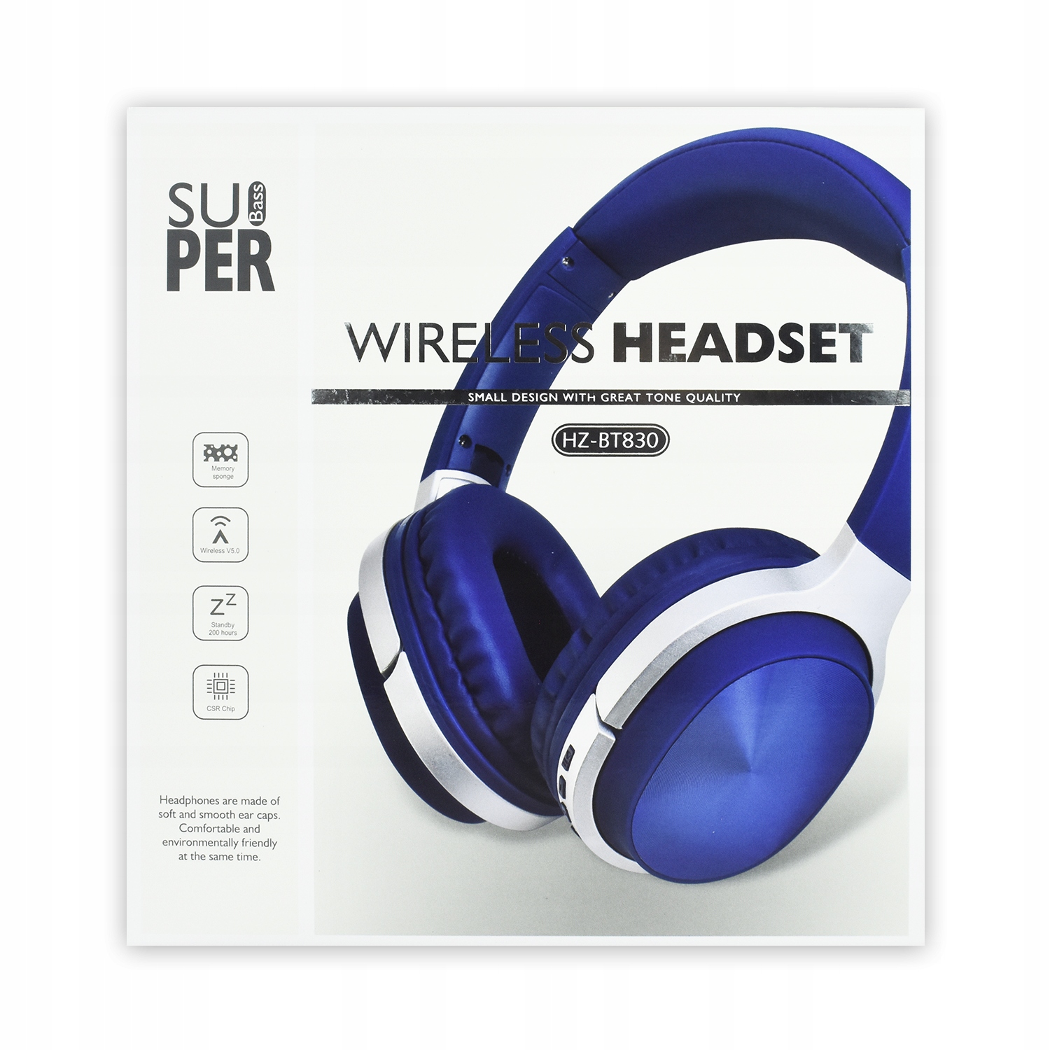 Słuchawki Nauszne Bezprzewodowe z Czytnikiem Sd Bluetooth 5.0 Niebieski