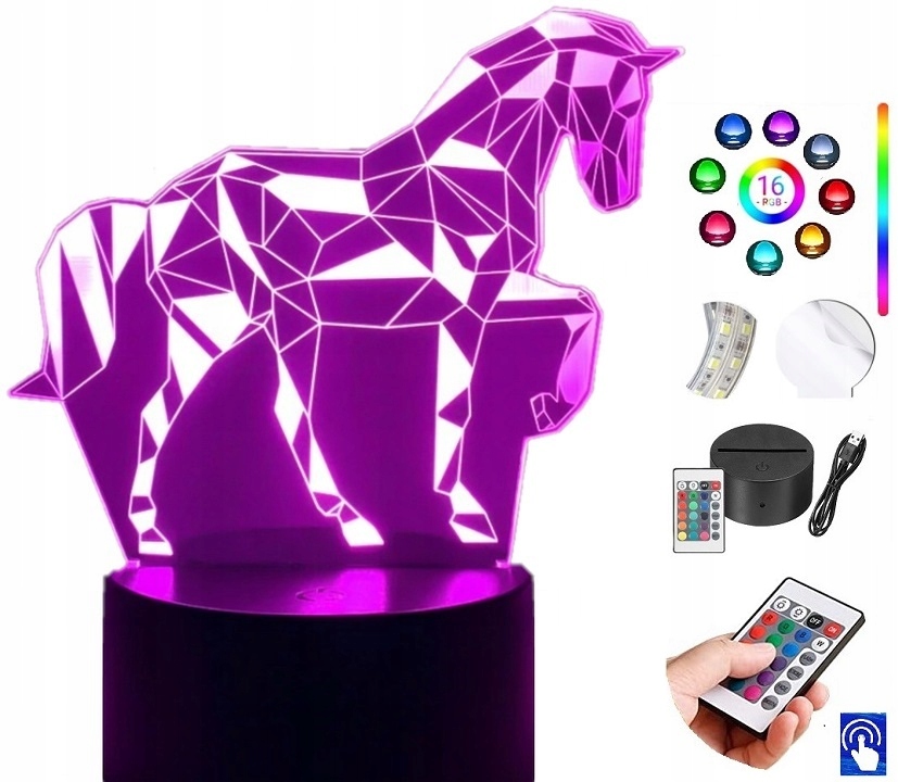 

Lampka Nocna Koń Jeździectwo Konne Rgb Led Plexido