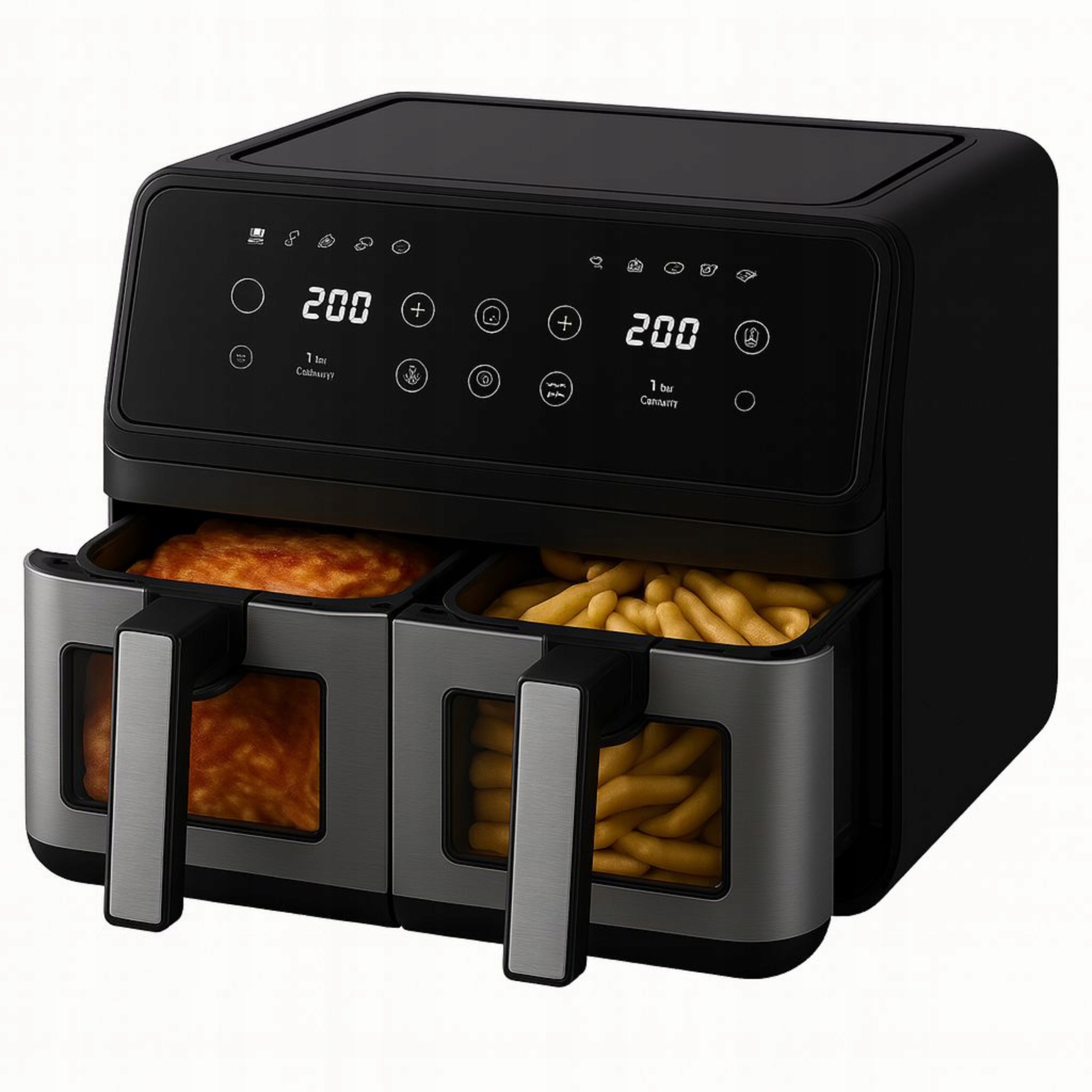 Frytkownica Beztłuszczowa Dwukomorowa 9L Air Fryer 2200W 10 Programów Led