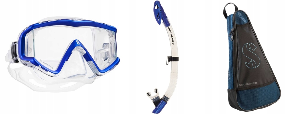 Zestaw Scubapro Crystal Vu & Spectra Dry Torba na maskę i fajkę,Niebieski