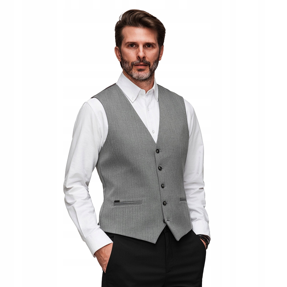 Elegantní klasická pánská jedlová vesta Slim Fit šedá V1 V65 r XL
