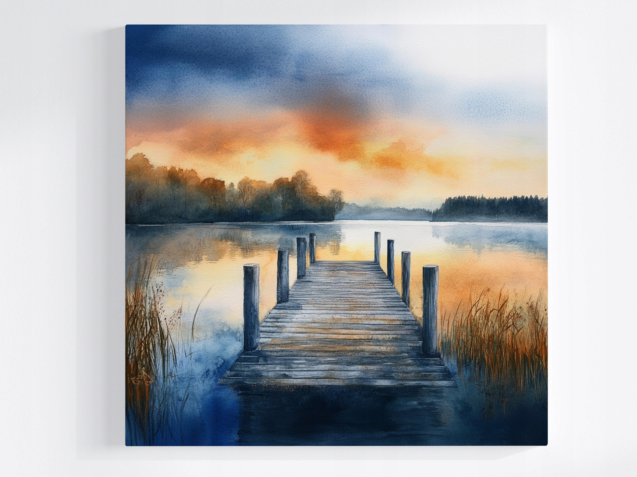 Obraz Na Plátně Canvas Pohled Krajina Venkov Jezero Rybník Most Molo 80x80