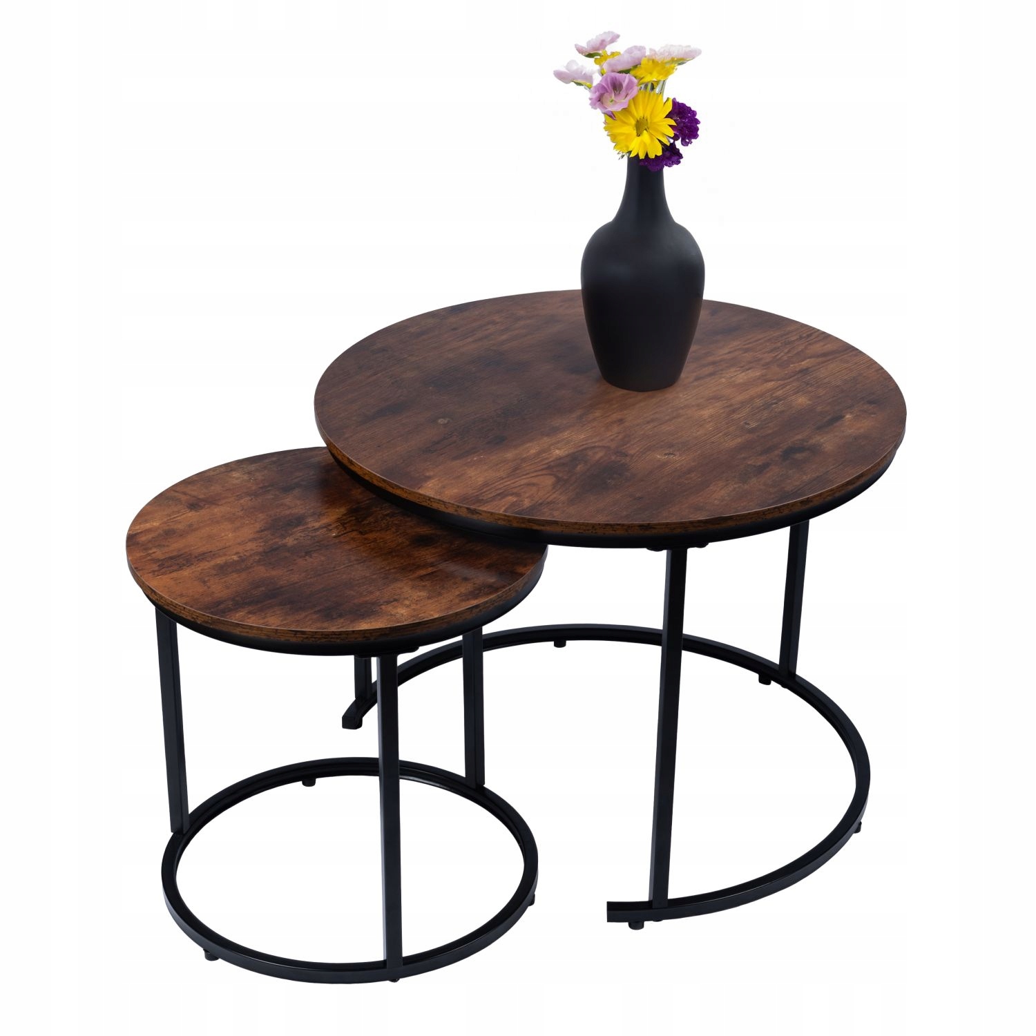 Bauerkraft G-818 Moderné okrúhle konferenčné stolíky 2v1, antický dub