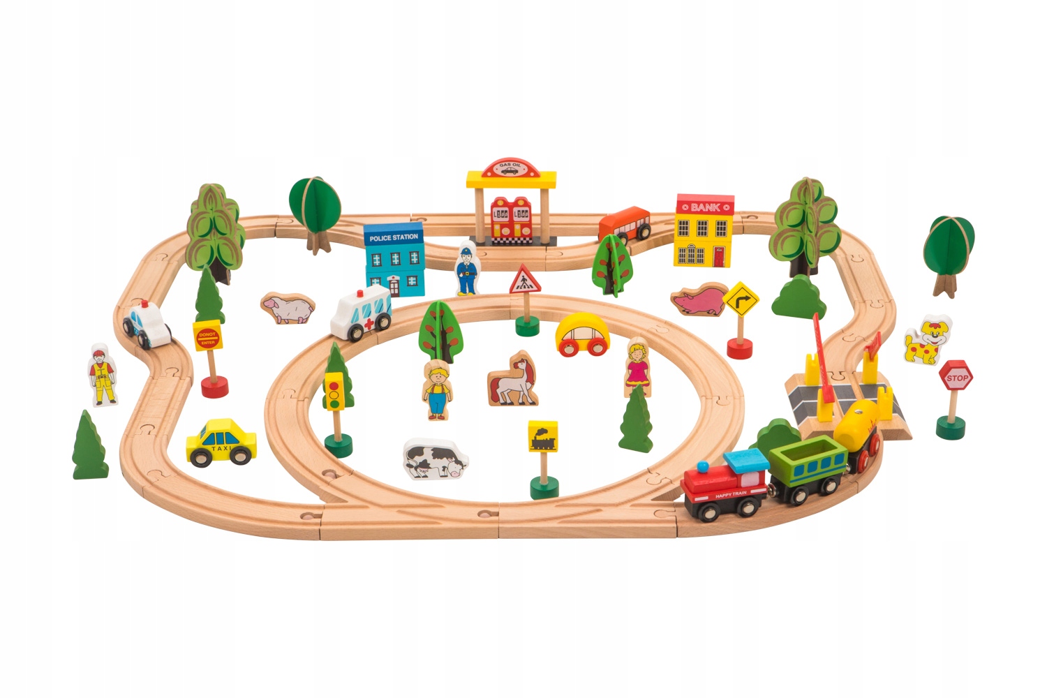 DREWNIANA KOLEJKA TORY POCIĄG 80 ELEMENTÓW Płeć chłopcy dziewczynki