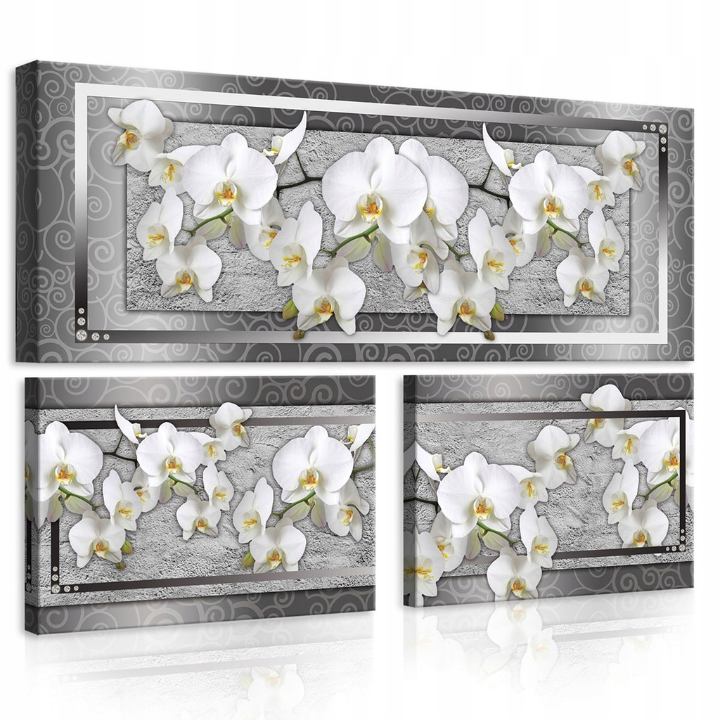 Obraz 80x55 Bílé Orchideje triptych květiny elegance dekorace stěn umění