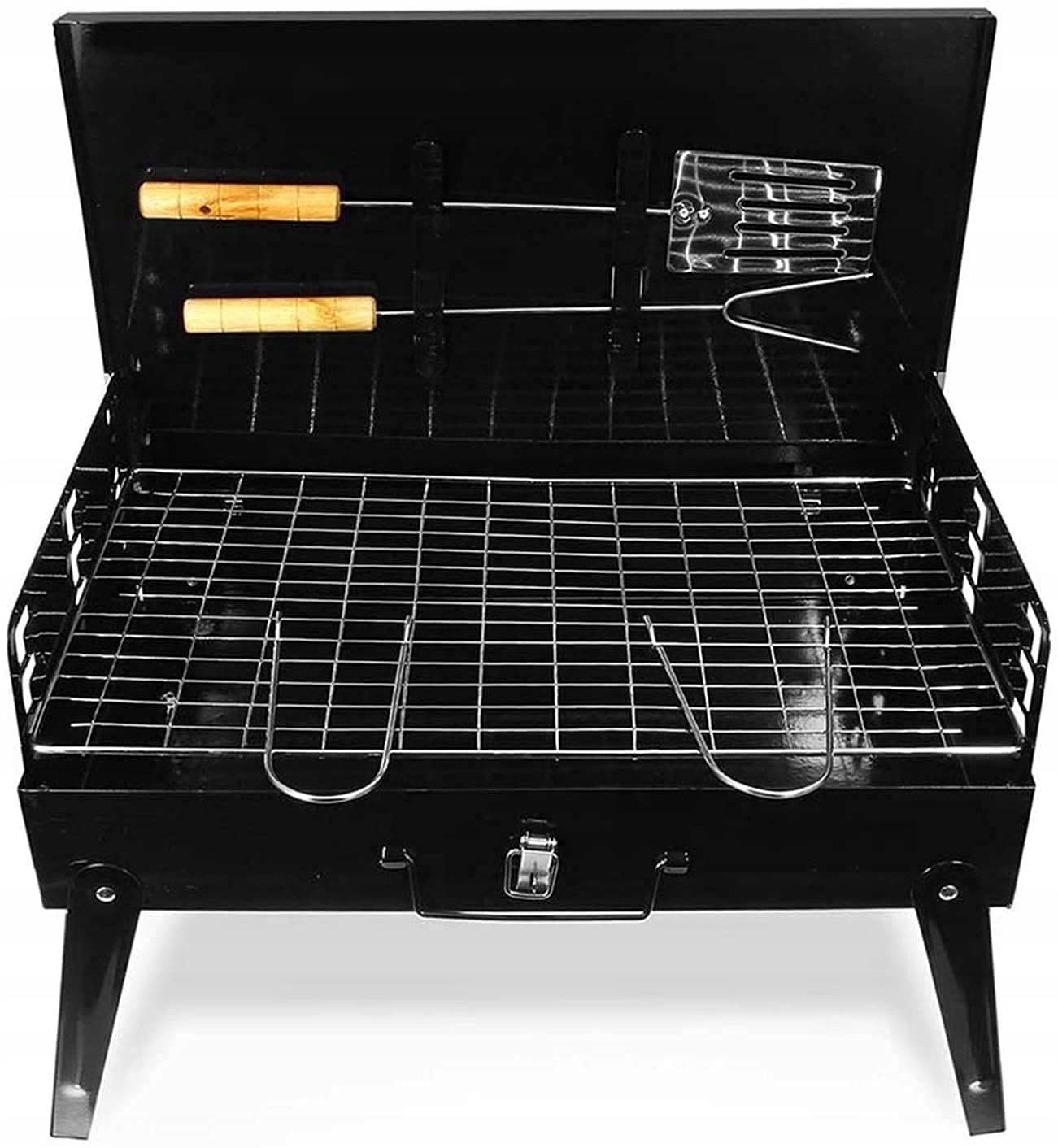 Zahradní Skládací Turistický Gril Přenosný Kufr Příbory