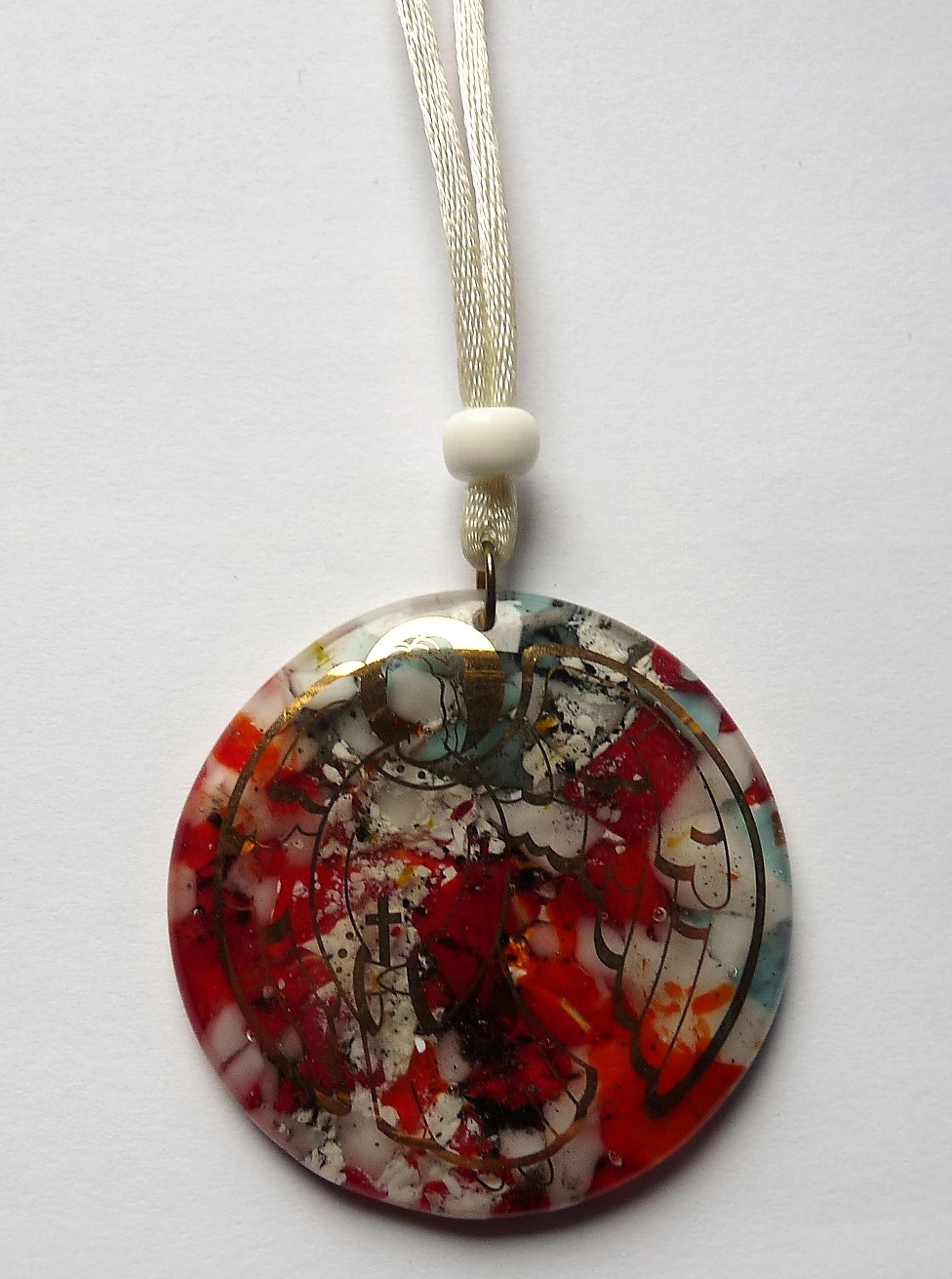 Skleněný přívěsek Náhrdelník Anděl Sklo Benátské