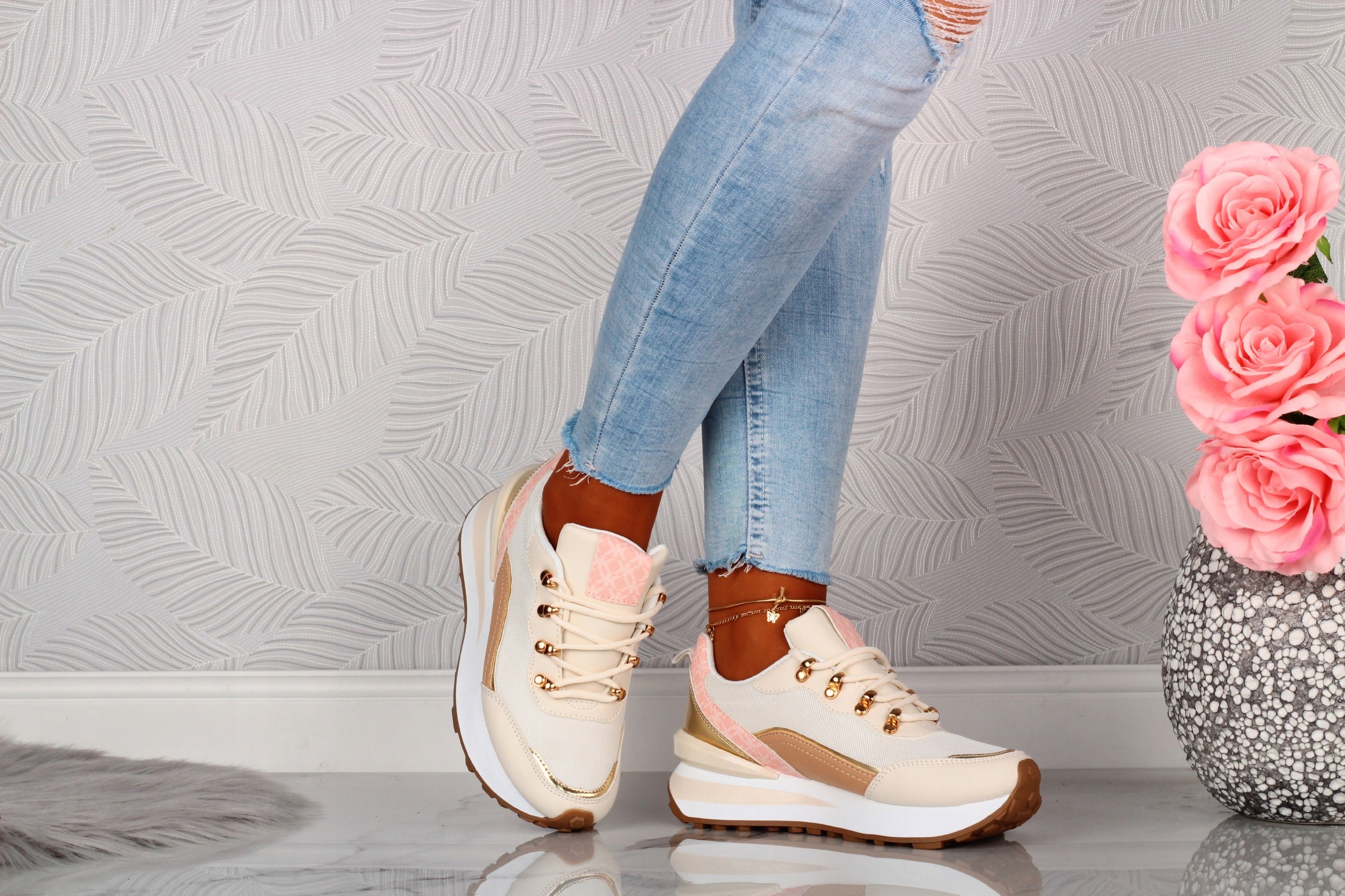 BUTY DAMSKIE SPORTOWE SNEAKERSY WIĄZANE Kod producenta 2H0-KHAKI