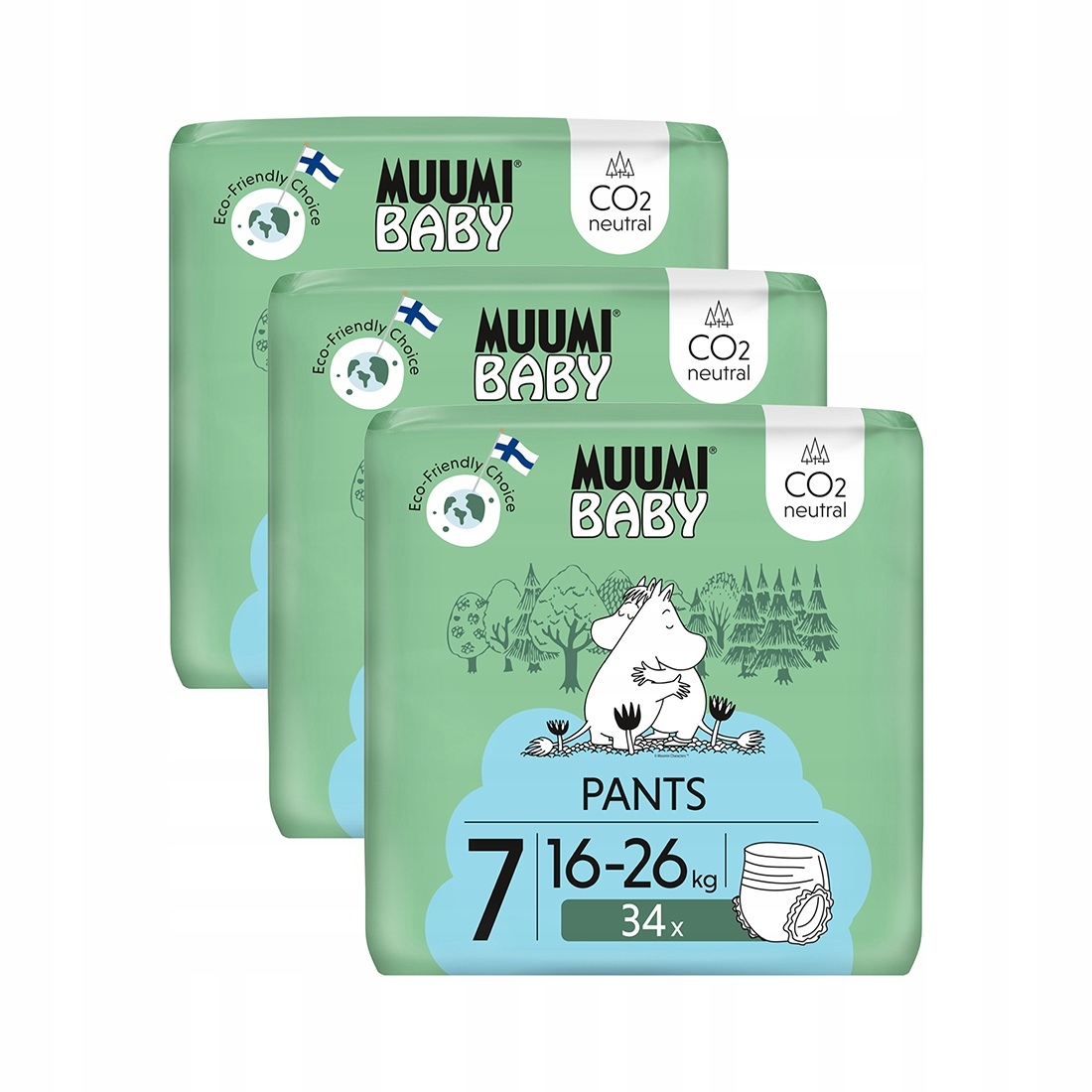 Muumi Baby Pants 7 XL pieluszki 16-26 kg, 102 szt.