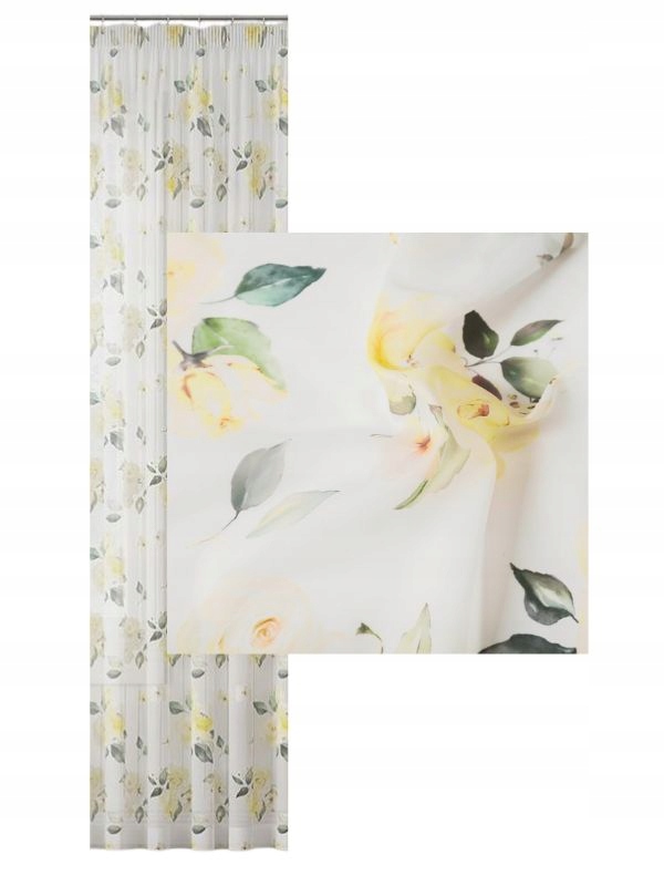 Záclony Voál do kuchyně obývacího pokoje Záclona Lehká na pásku Květiny š.100x330