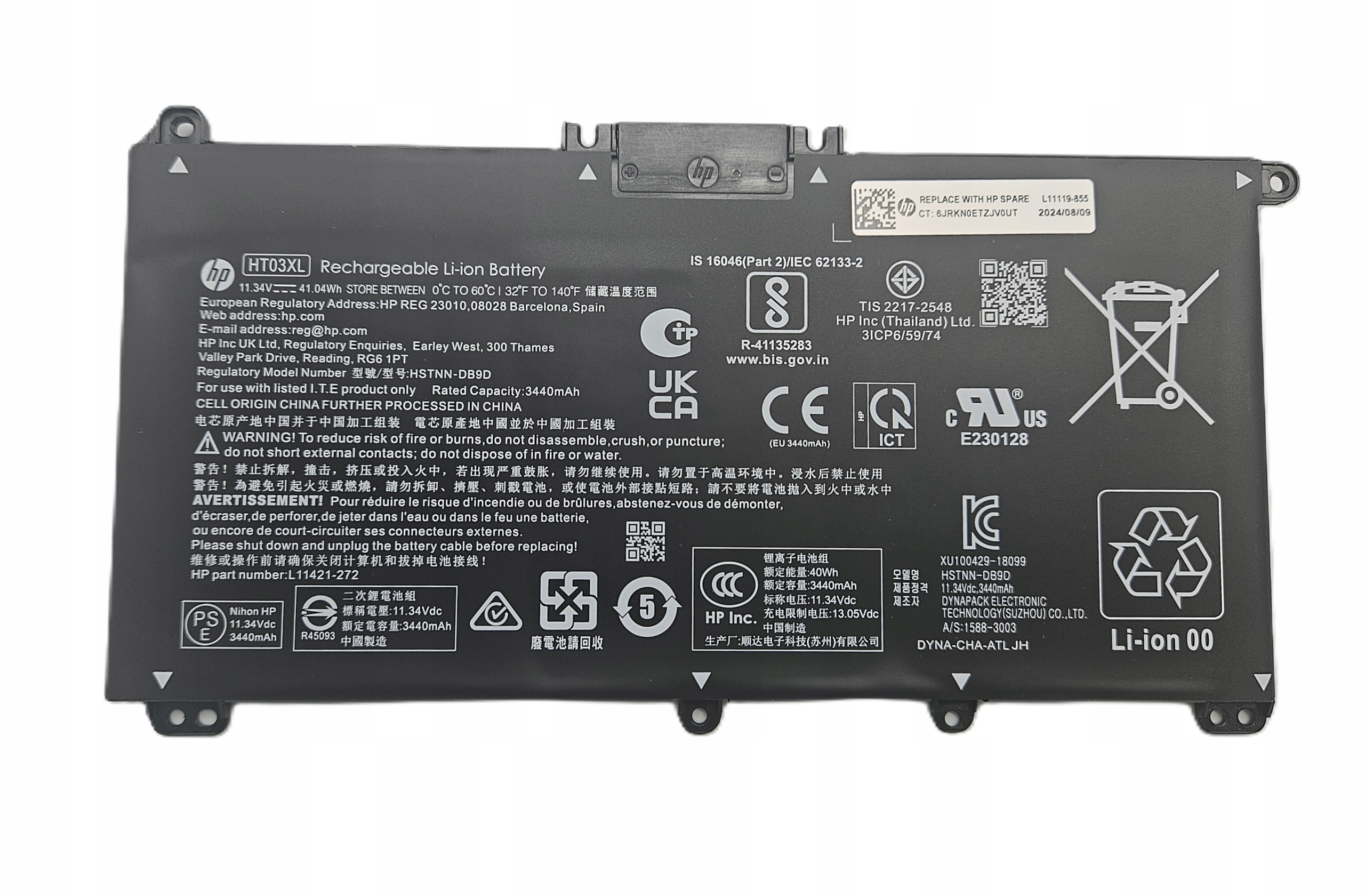 Nová Originálna Batéria Pre Notebook Hp HT03XL L11119-855 11.34V 3440mAh 41Wh
