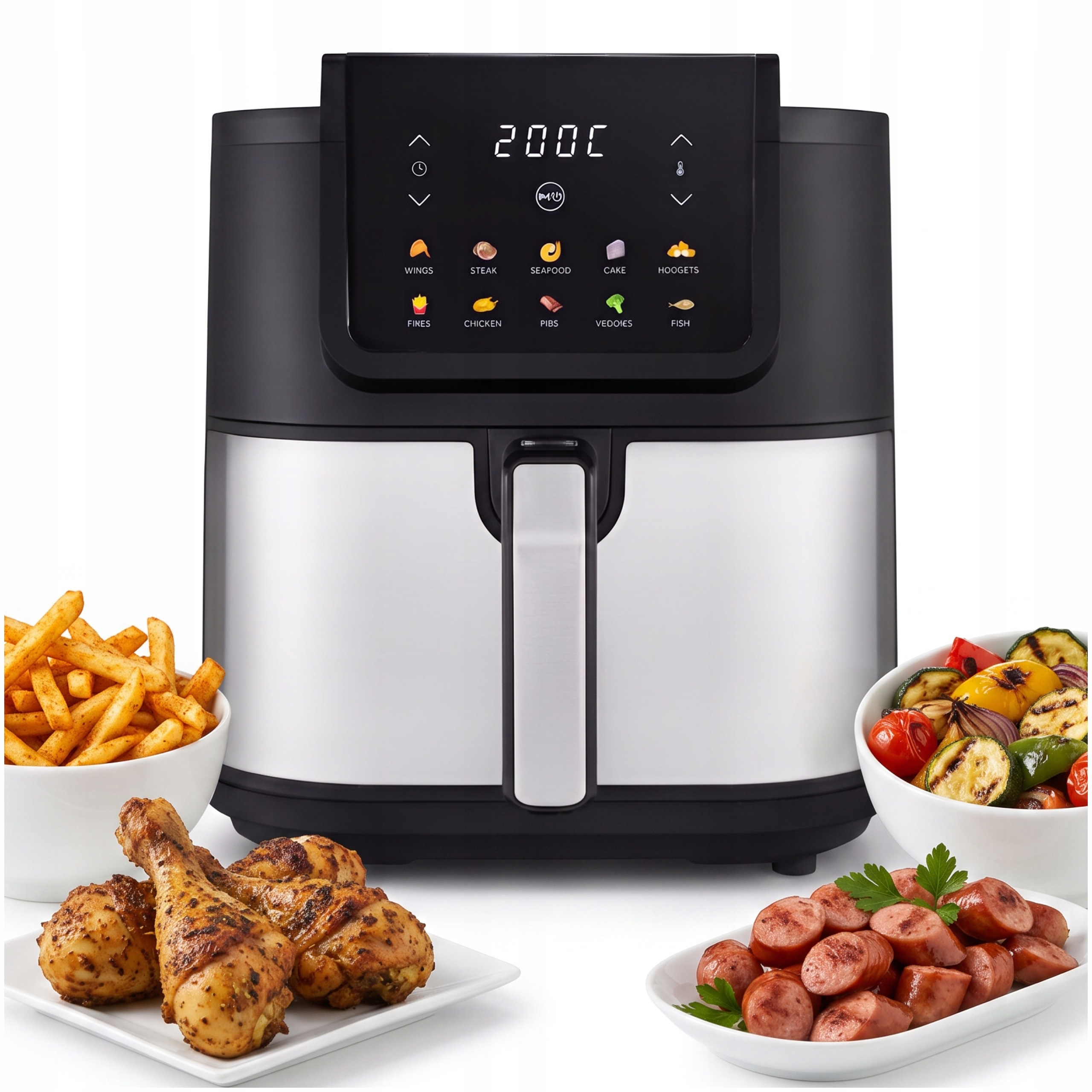 Frytkownica Beztłuszczowa Air Fryer Byrgen Pola 8L XXL Slim 10 Programów
