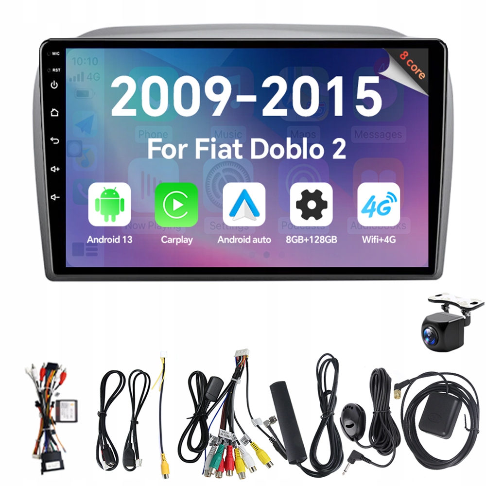 Autorádio Eunavi s Androidem 13 pro Fiat Doblo 2 263 2009-2015 Opel Combo Tour