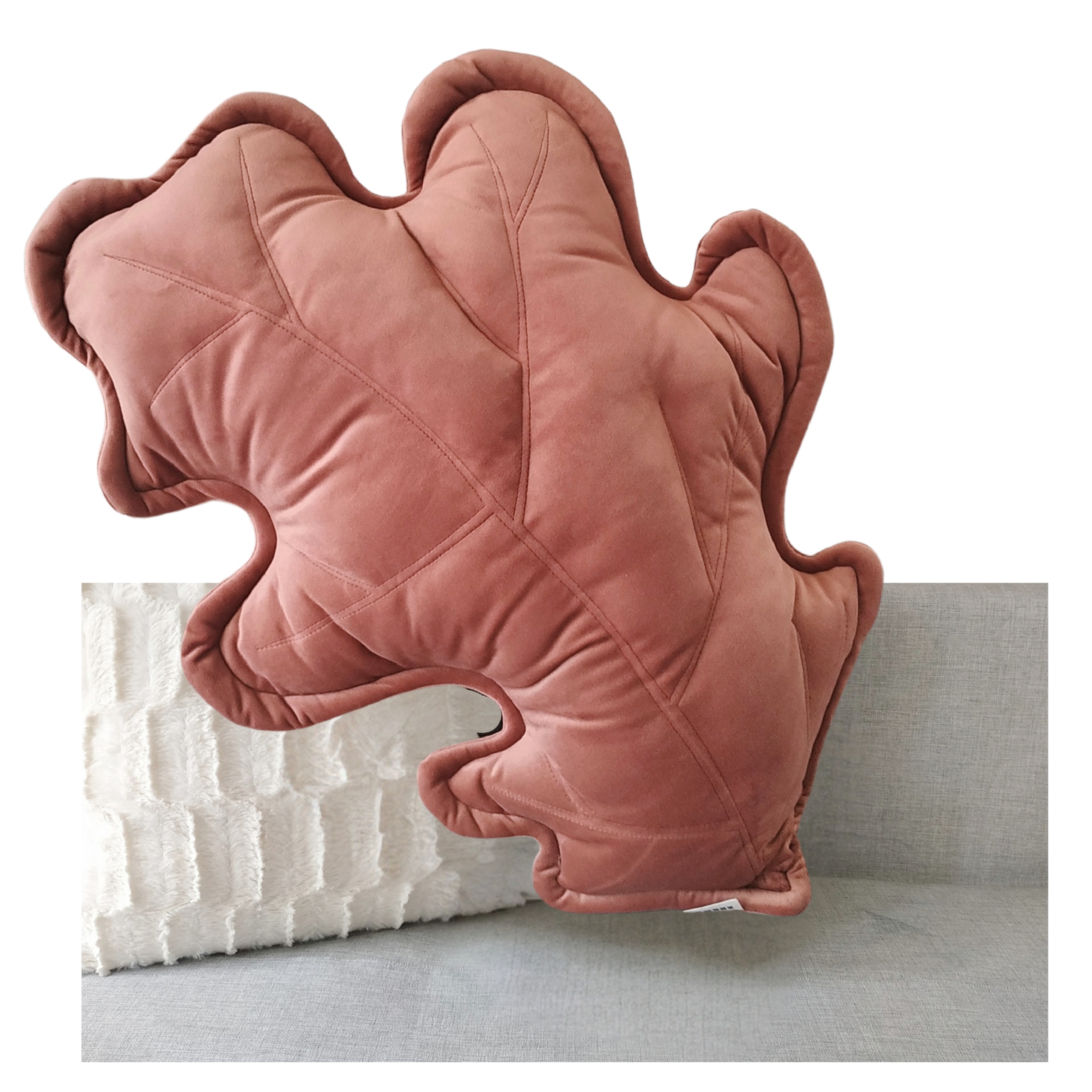 Polštář Měkký Velurový Dekorativní Tvar Dubového Listu Do Obývacího Pokoje Na Pohovku