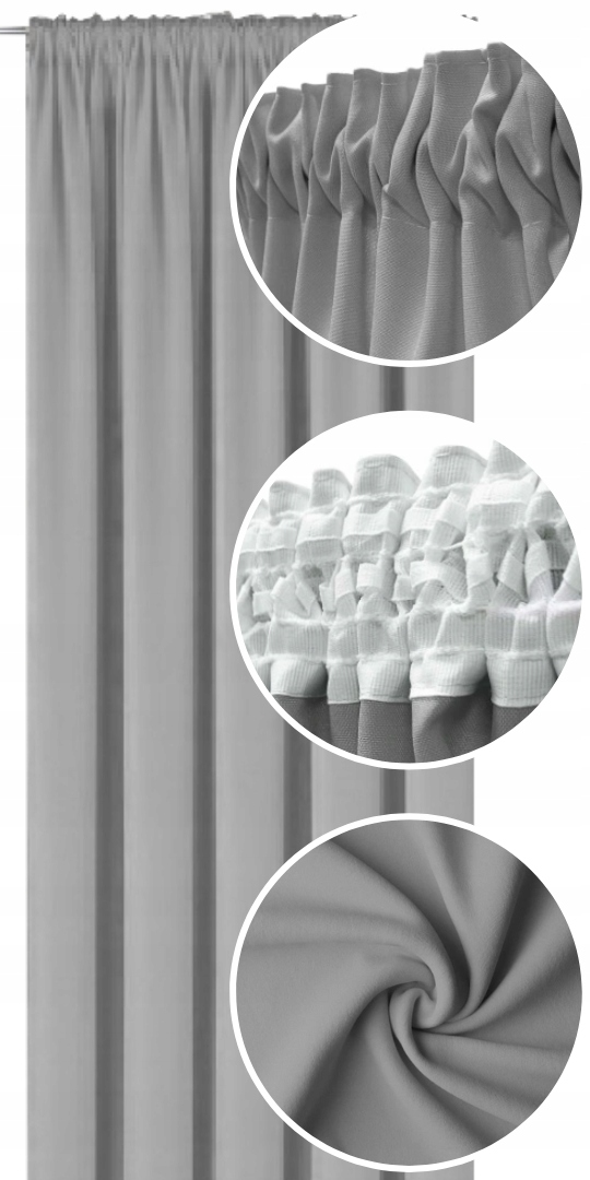 ZASŁONA GOTOWA NA TAŚMIE 145x220 ZASŁONY GŁADKIE WEWNĘTRZNE DO SALONU