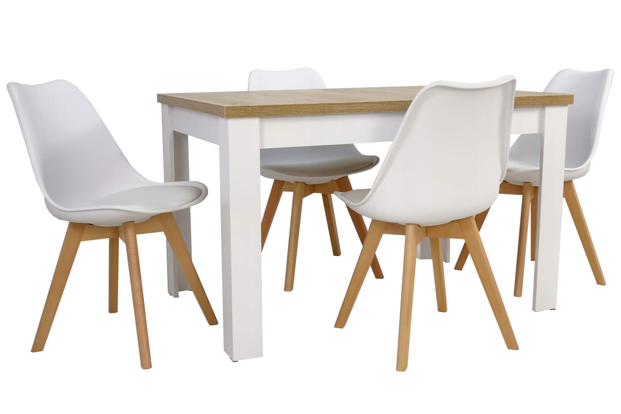 SKANDYNAWSKI ZESTAW 4 krzesła + stół 80x120/160 cm