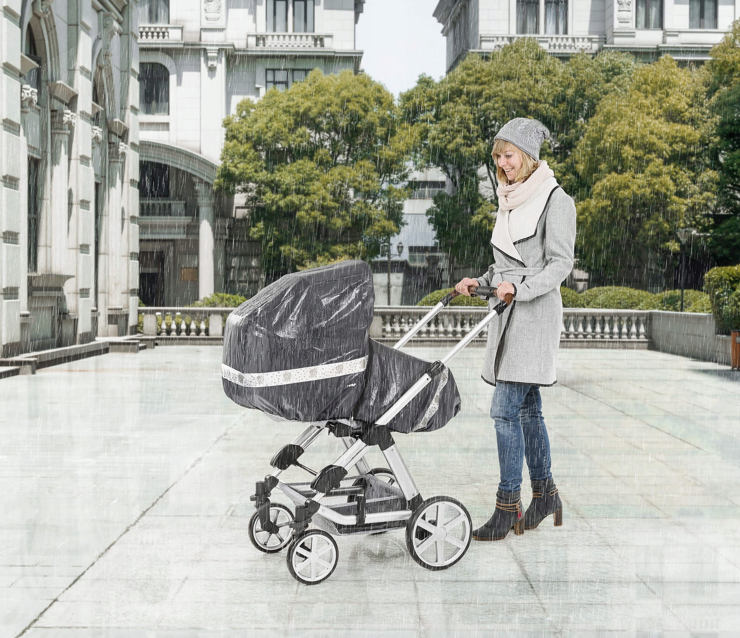 Folia przeciwdeszczowa REER 2w1 gondolę spacerówkę Marka Reer