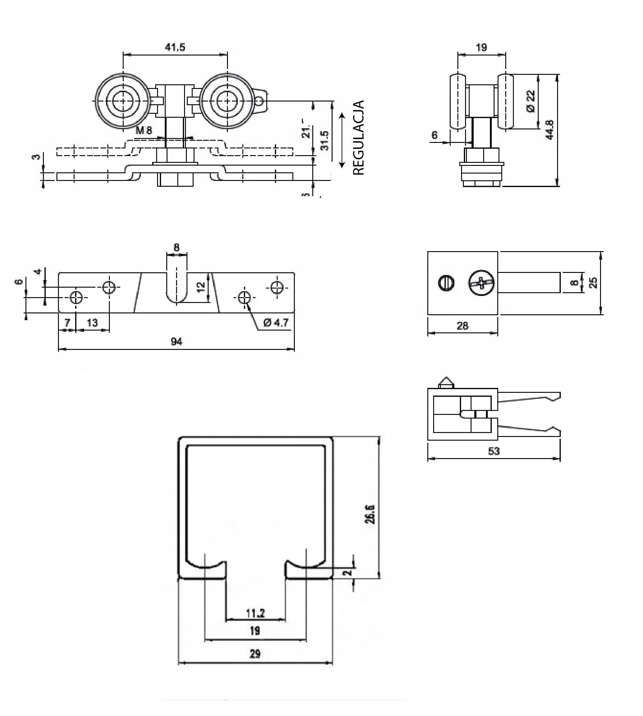 System do drzwi przesuwnych 100kg EMU kpl. 200cm EAN (GTIN) 5904873482749