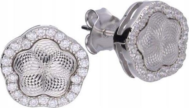 Stříbrné náušnice 925, 3D kytičky se zirkony, moderní dámský vzor