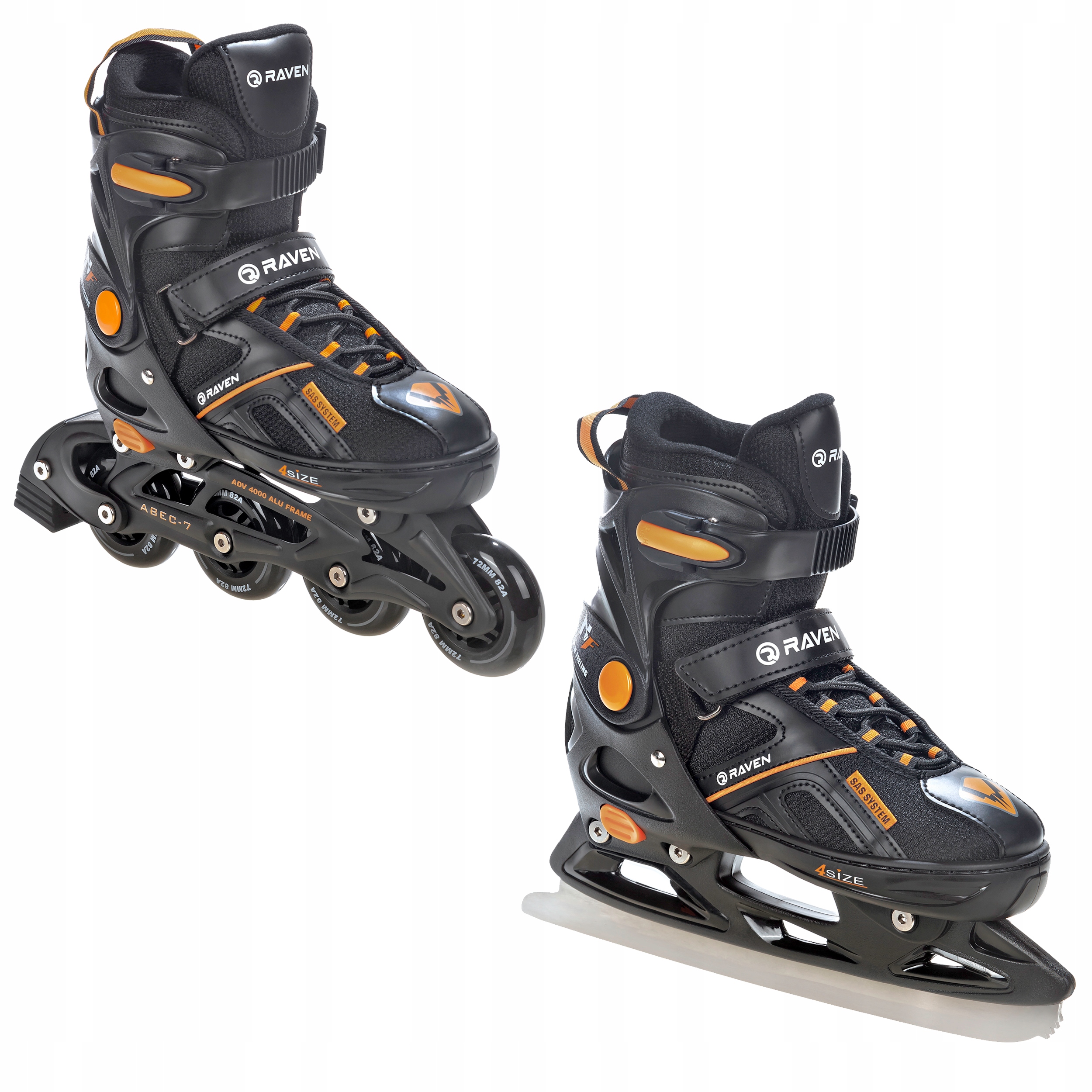 Rolki Łyżwy 2w1 RAVEN Pulse Black/Orange 37-40