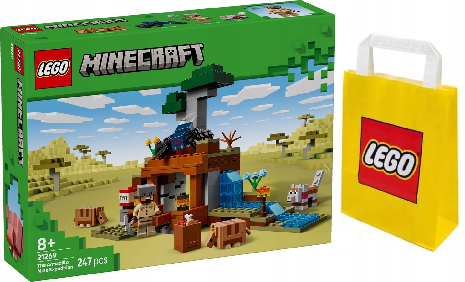 Lego Minecraft 21269 Wyprawa do pancernikowej kopalni Torba Lego