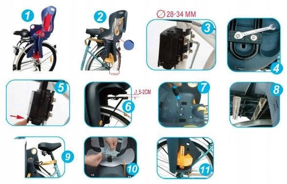 BEZPIECZNY FOTELIK ROWEROWY NA RAMĘ BAGAŻNIK Cechy dodatkowe odblaski