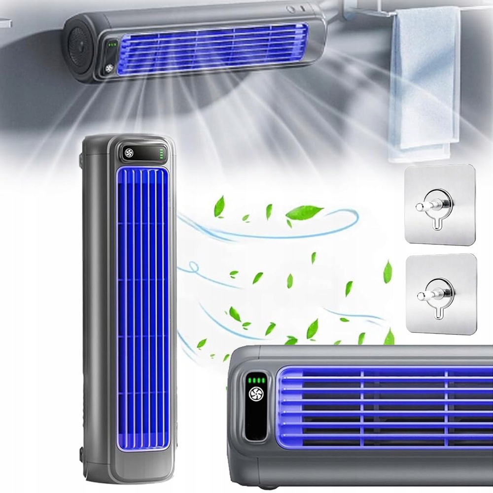 Ventilátor Stolní Klimatizace Výkonný Tichý Nástěnný 3 Rychlosti 2000MAH