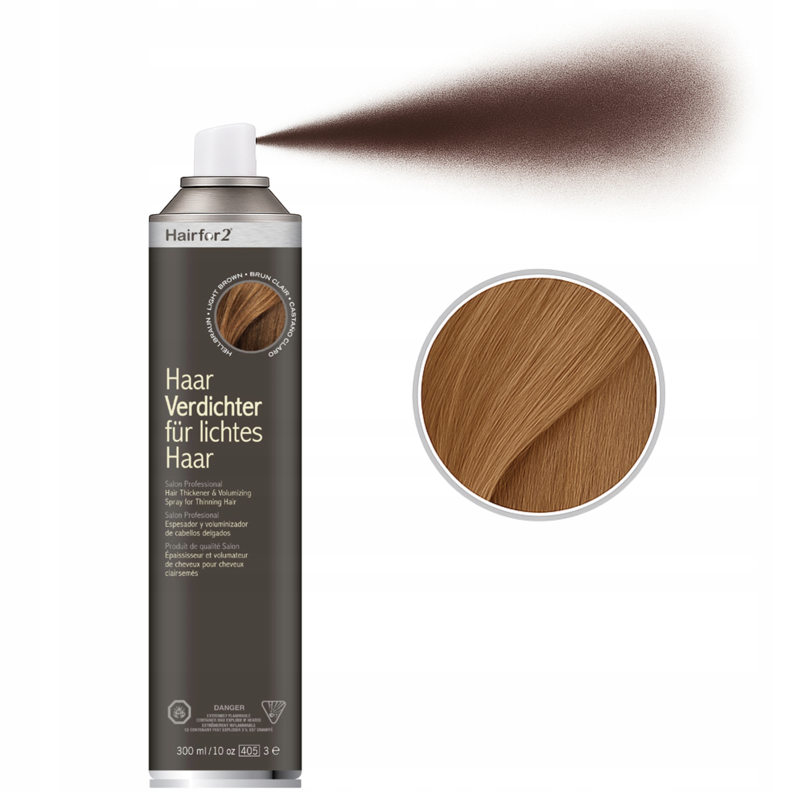 HairFor2 300ml Světle Hnědý Maskovací zhušťující lak