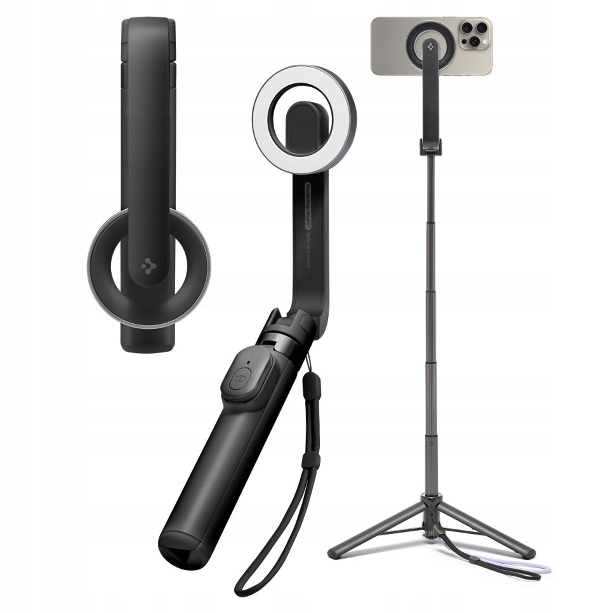 Spigen S571W Magsafe Bluetooth Selfie Tyč Tripod Černá