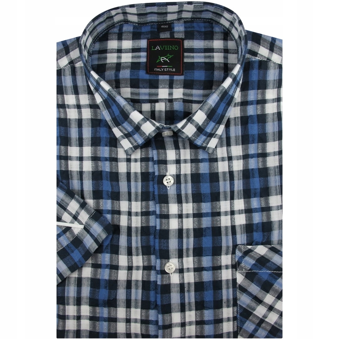 

Koszula Męska z kory bez prasowania w kratę N108