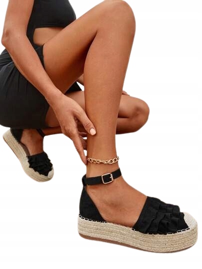 Shein Dámské Černé Espadrilky Na Klínku 38 1 Ja