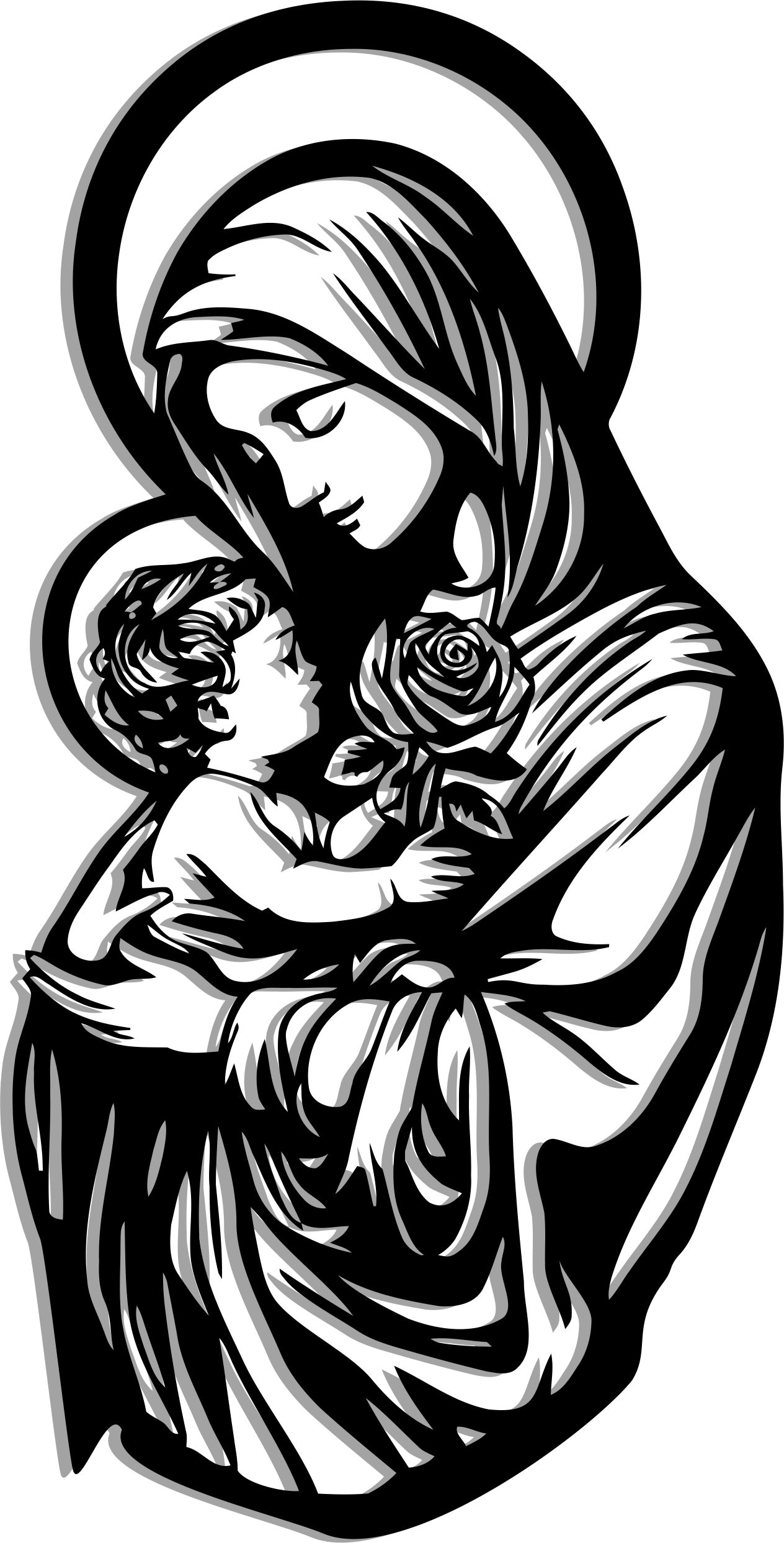 Obraz dekorácia Matka Božská S Ježišom s dieťaťom, hrubý 100 cm, veľký