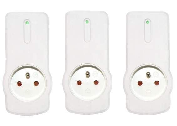 Sada 3 samostatných zásuvek ovládaných dálkovým ovladačem s uzemněním