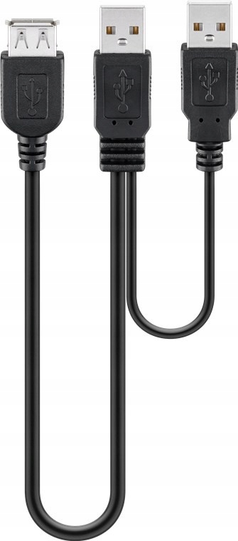 

Kabel zasilający Usb 2.0 Hi-S Dual, Czarny 0.3 m