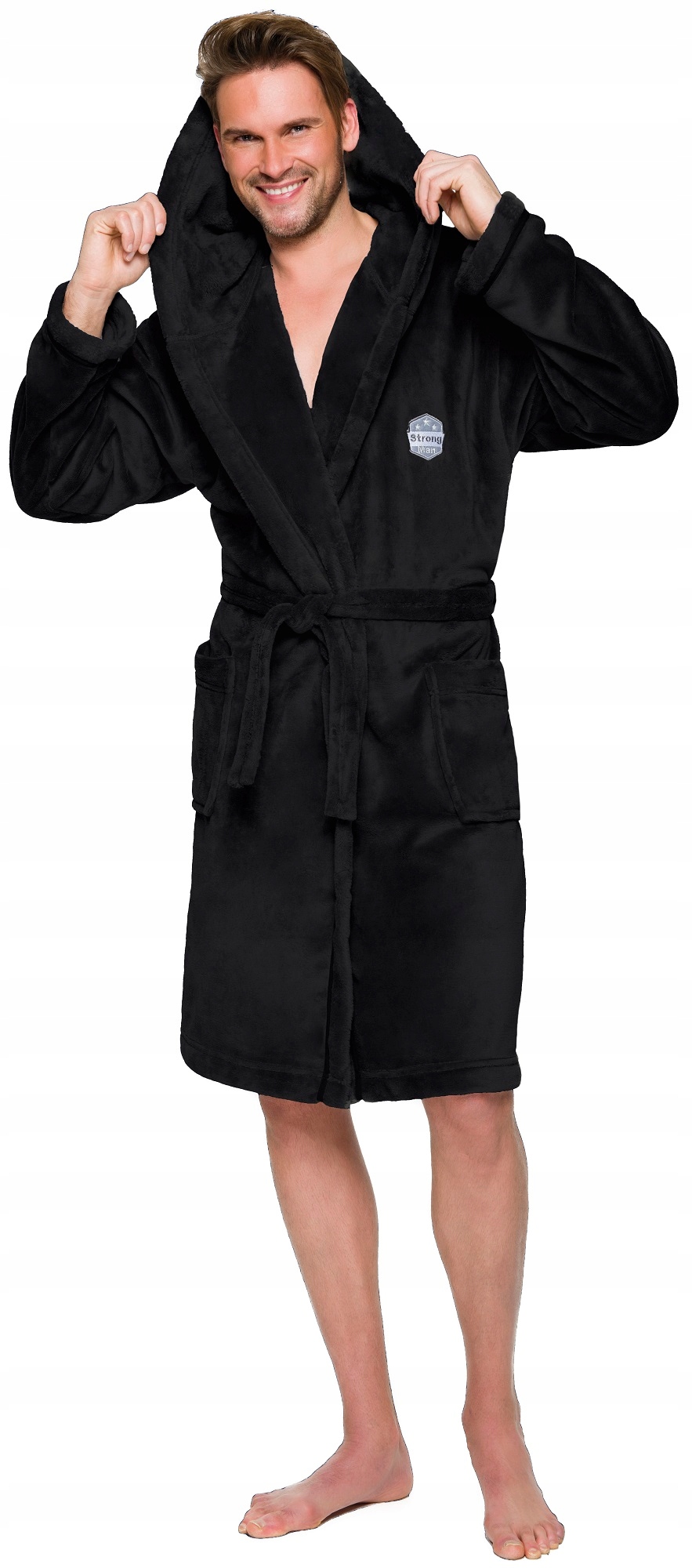 CIEPŁY MIŁY DŁUGI SZLAFROK MĘSKI Z KAPTUREM XXL Marka L&L