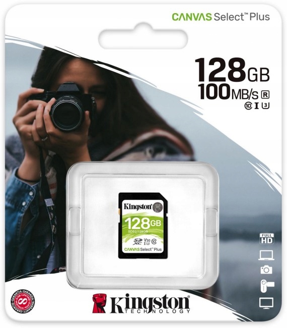 Karta Kingston SDXC 128GB Canvas SelectPlus 4K UHD Model Kingston SDXC Canvas Select Plus