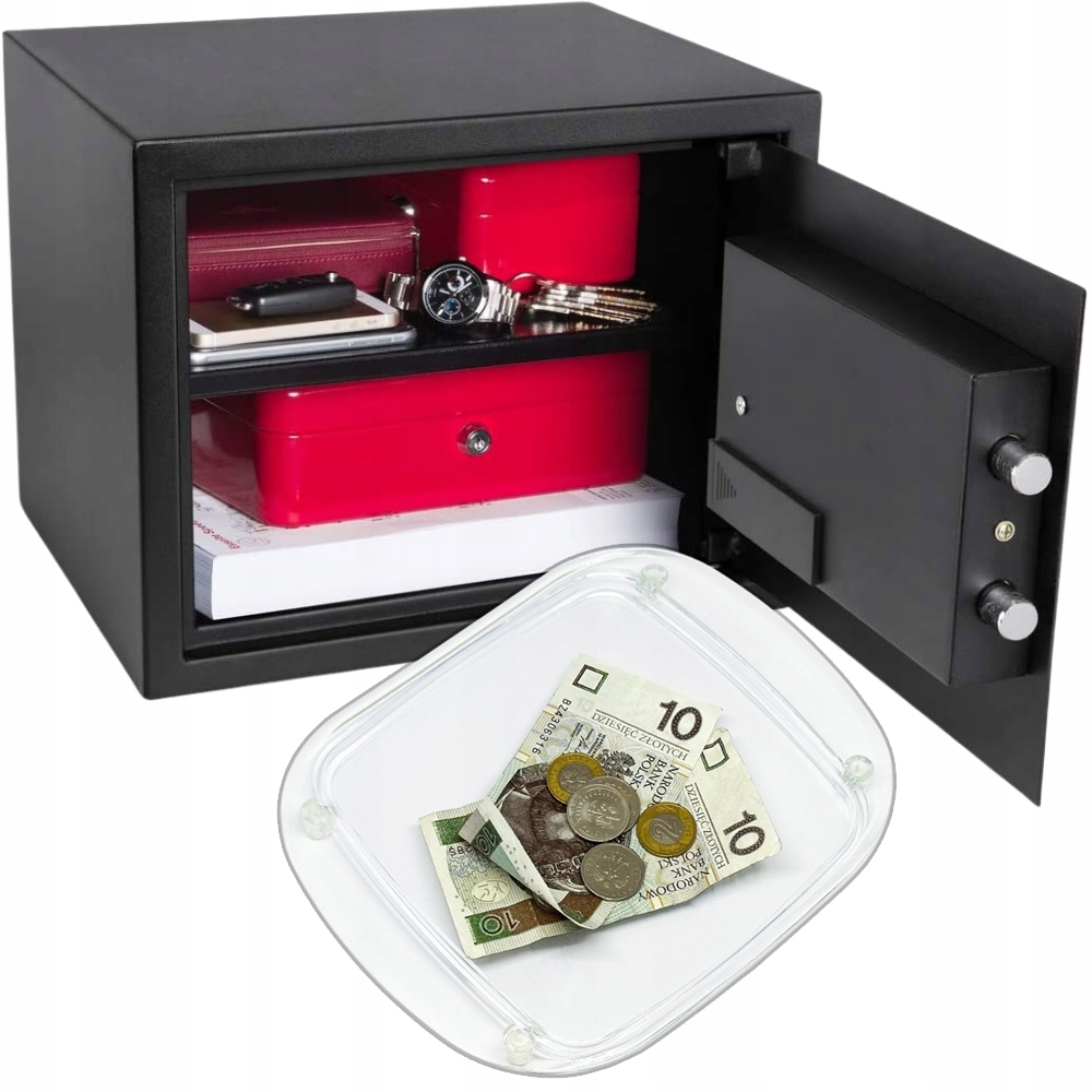 Duży sejf plus tacka na bilon monety kod elektroniczny kasa pancerna kaseta