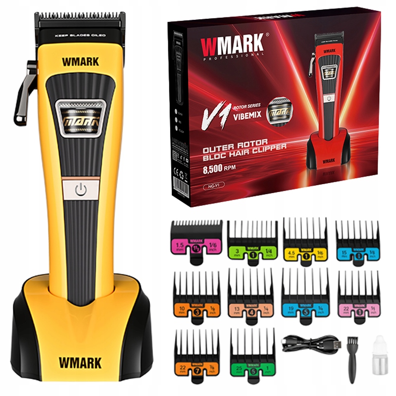 Wmark NG-V1Y Maszynka do włosów Profesjonalna Barber 8500RPM Bldc Stacja
