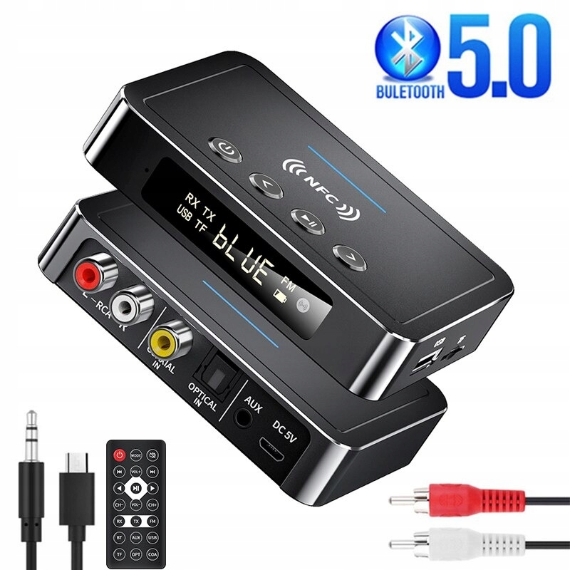 ADAPTER VIKEFON FM BT 5.0 AUX S/PDIF RCA NFC PILOT Zasięg 10 m