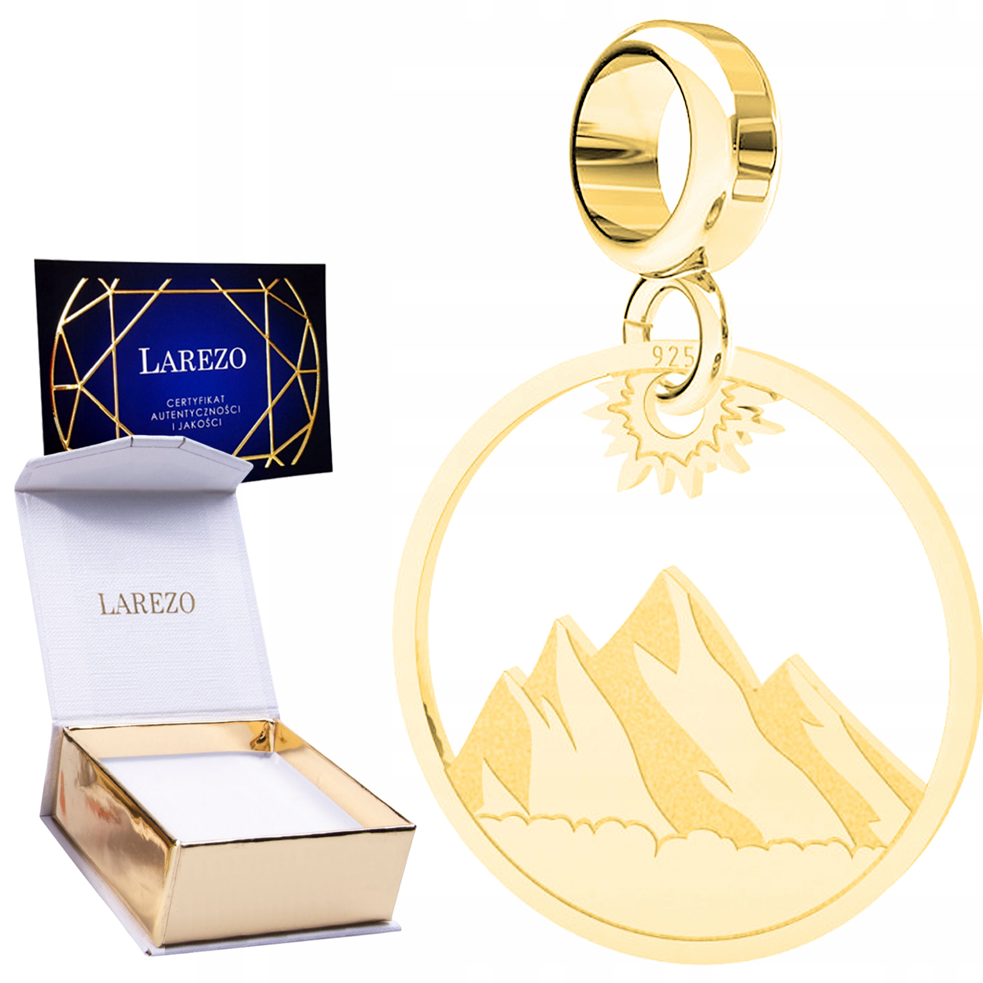 Zlatý závěsný přívěsek s horami Tatrami Polsko Hory Tatry Slunce Stříbro 925