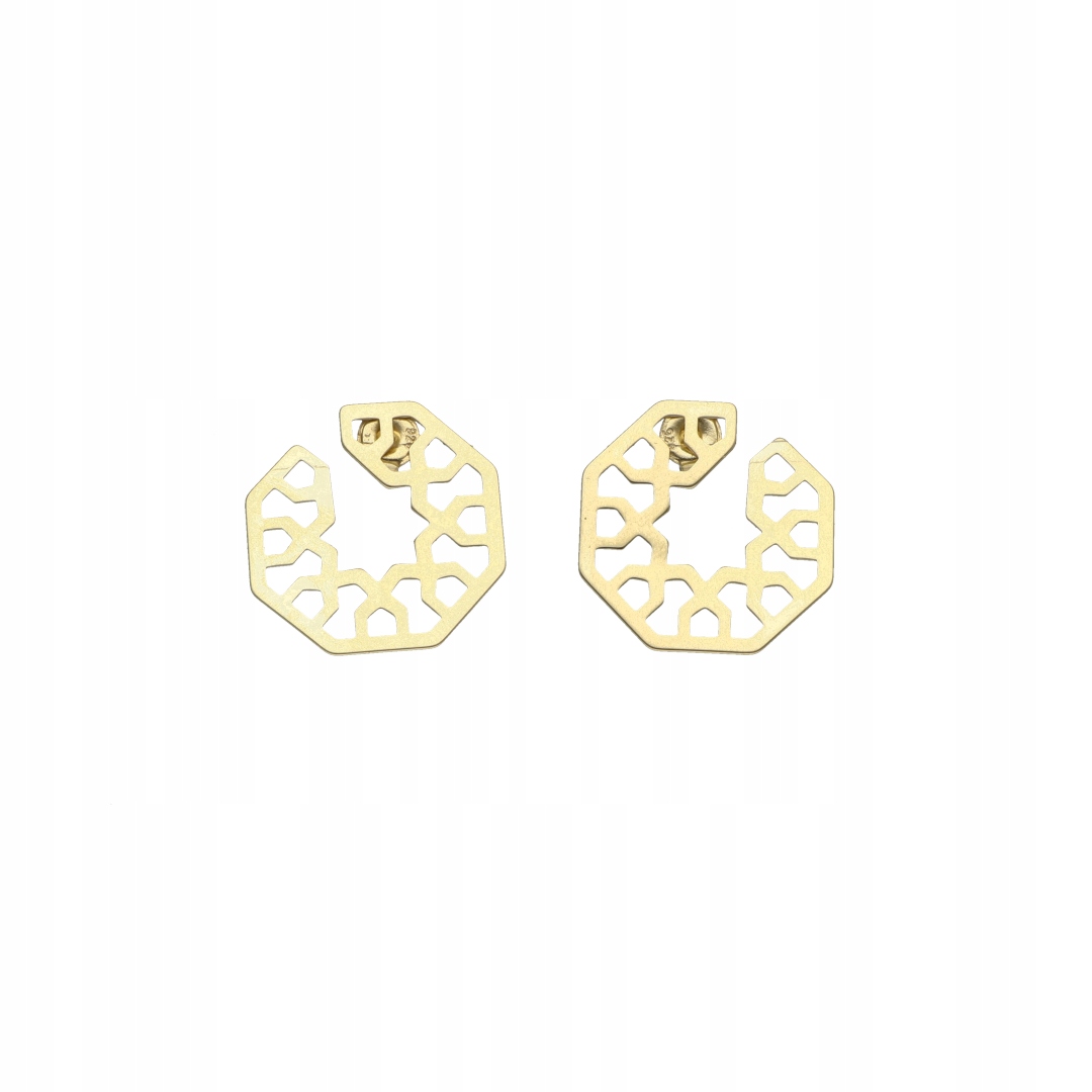 Náušnice s prolamovanými kruhy, stříbro, pozlacené