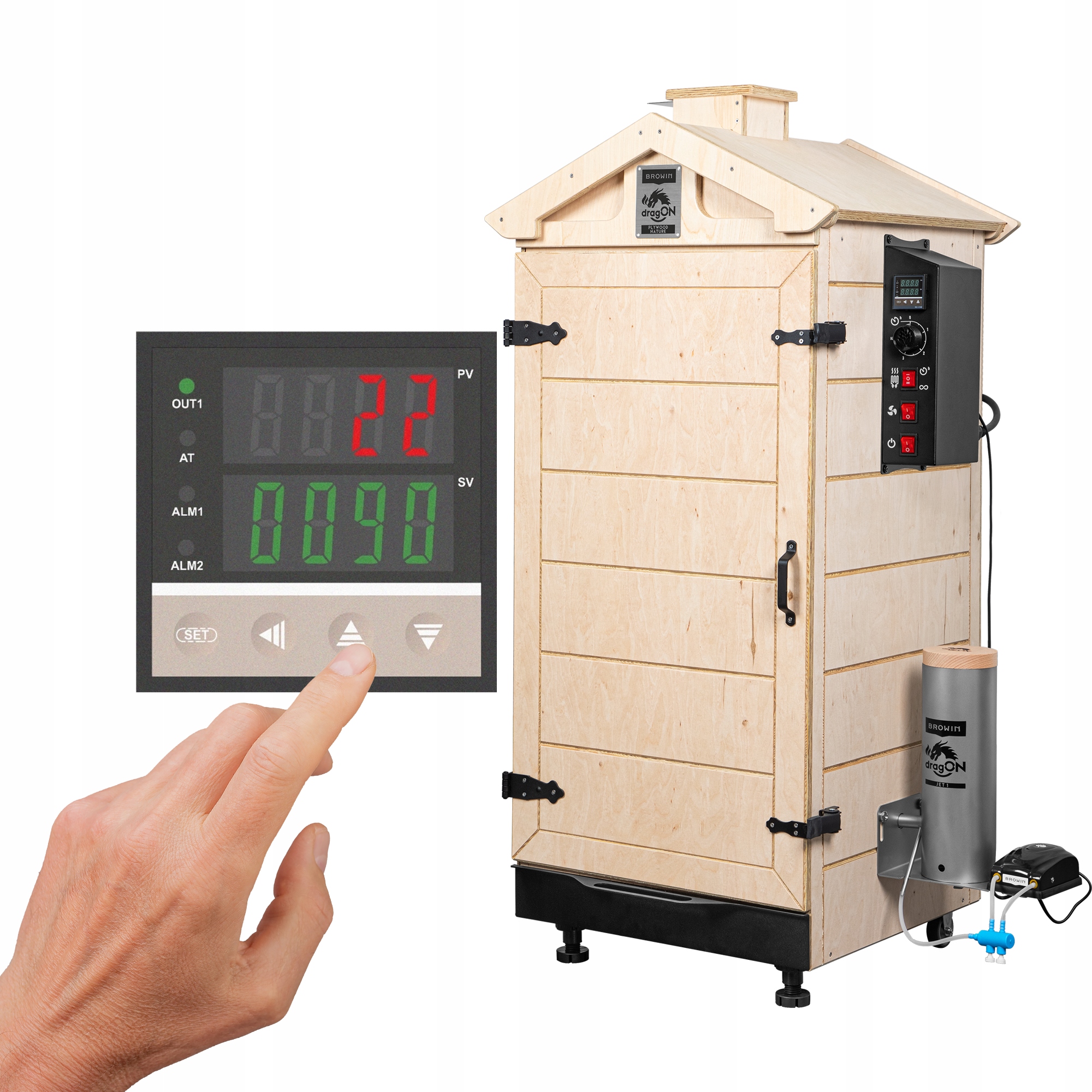 Wędzarnia drewniana 200 L elektryczna sterownik cyfrowy generator dymu