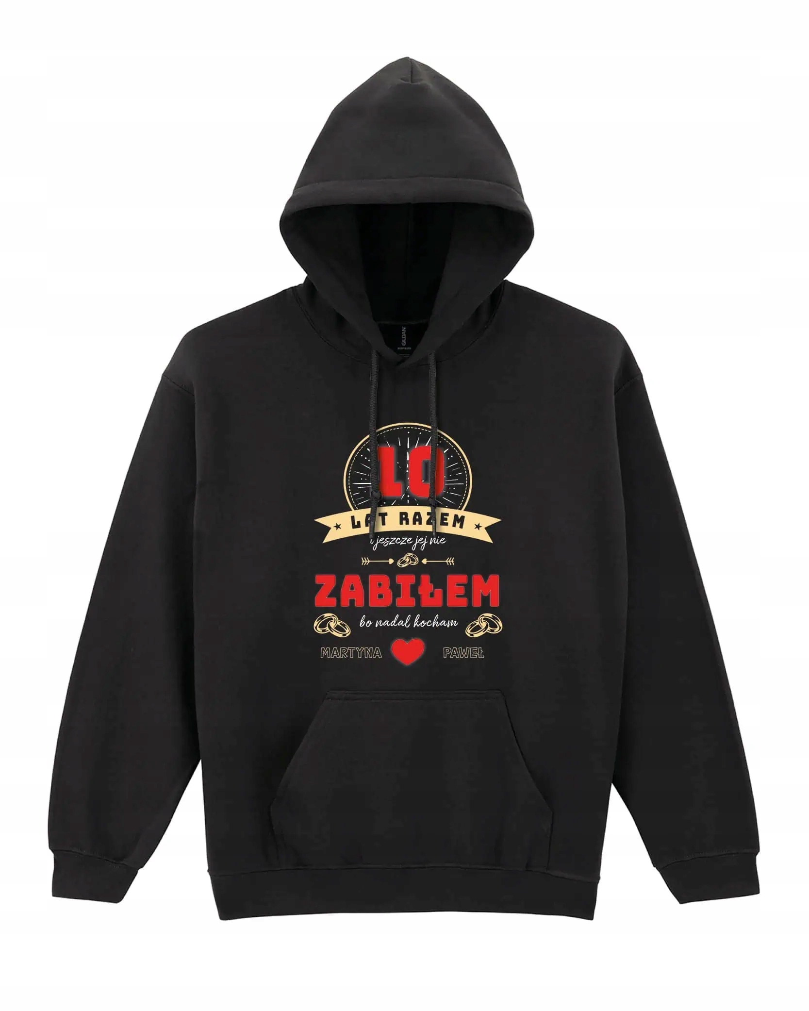 Mikina s kapucí pro manžela na výročí, personalizovaná Svatba, černá L