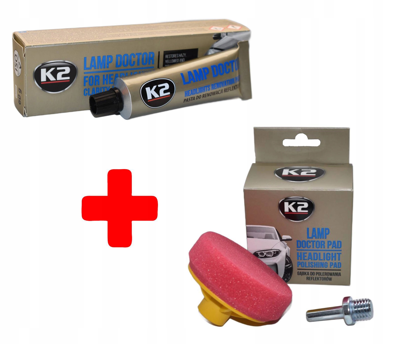 Zestaw do polerowania regeneracji reflektorów lamp Pasta Gąbka K2