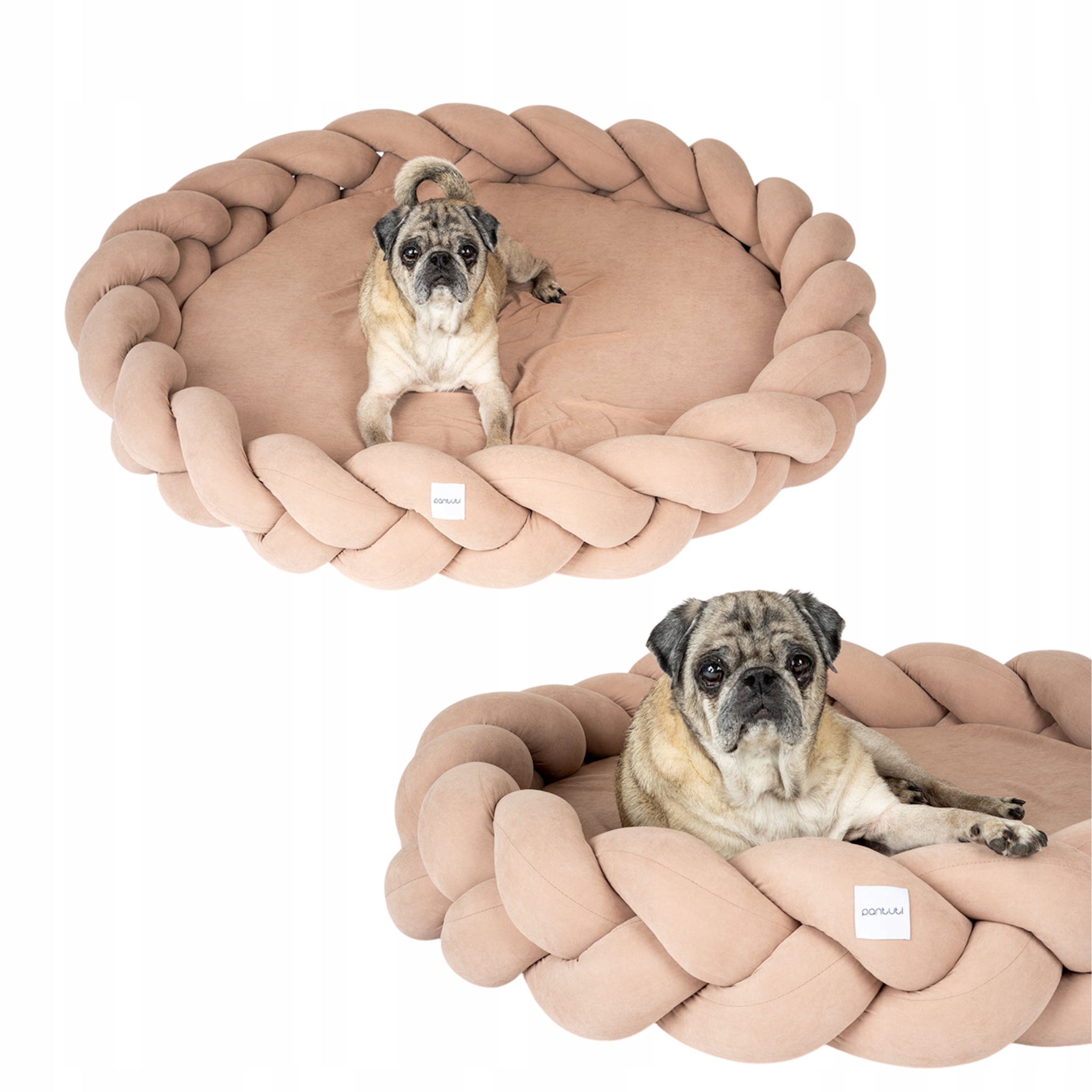 Levně Elegantní pletené pelíšek pro psa Roma béžové, paměťová pěna #60 S