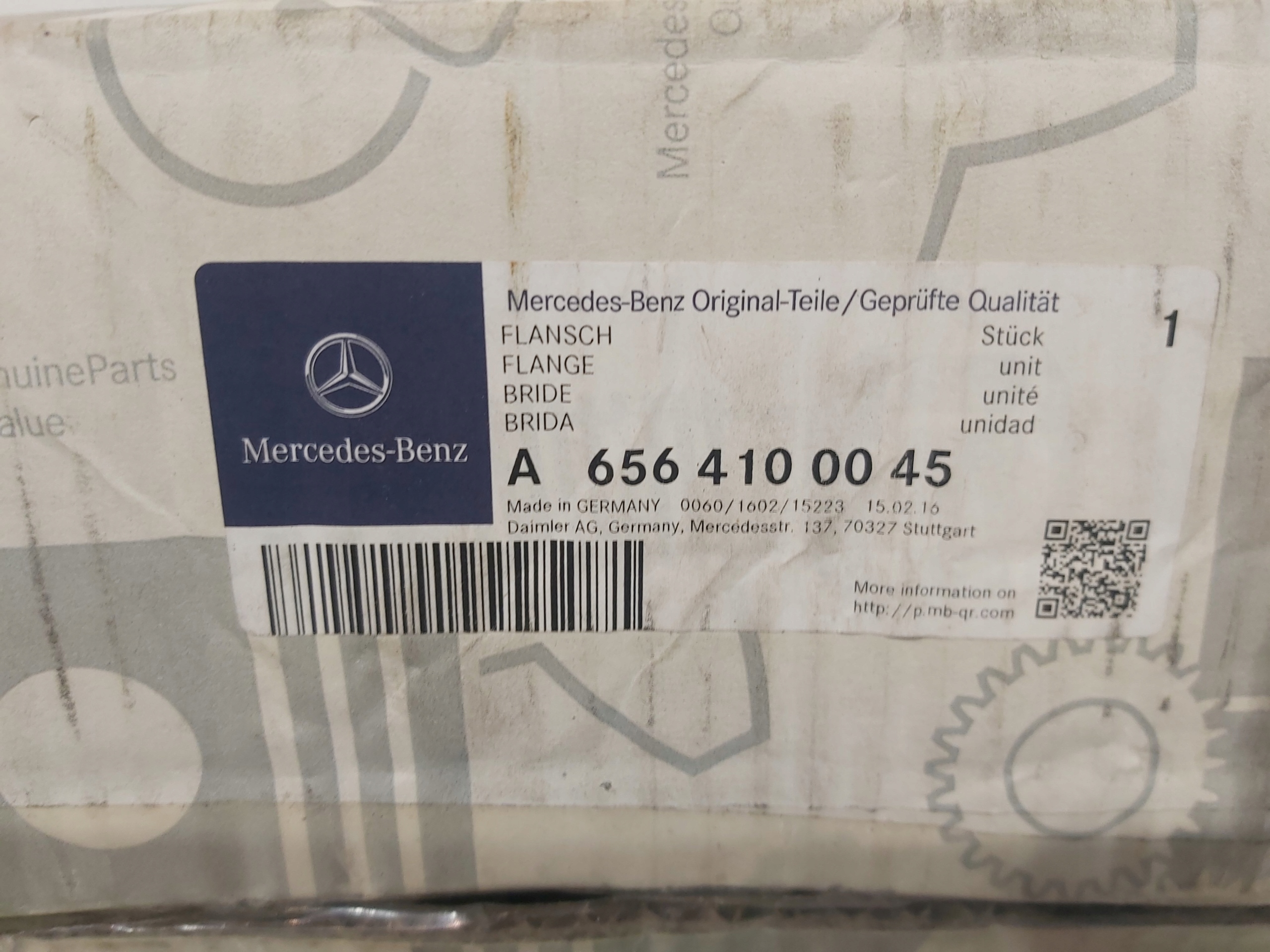 FLANSZA WALU MERCEDES ANTOS A6564100045 Part manufacturer Mercedes Benz OE