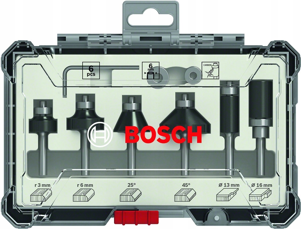 Bosch Sada 6 Fréz Na Dřevo Úchop 6 mm